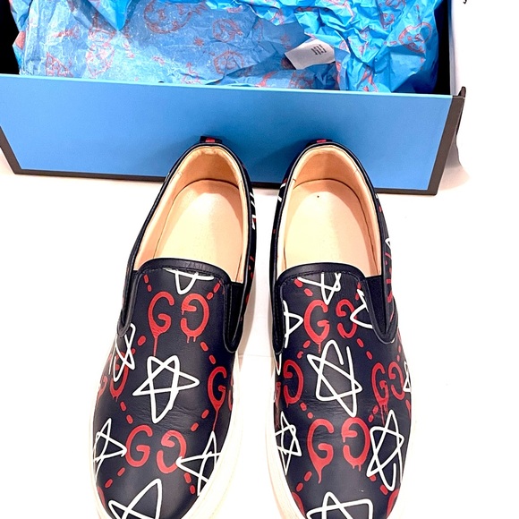 GUCCI Ghost Star Men’s Slip Ons 10 MADE ITALY - Picture 5 of 14